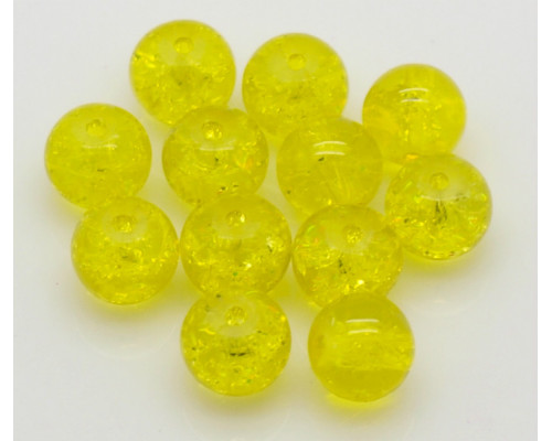 Praskané perly - 8mm, žlutá, 10ks