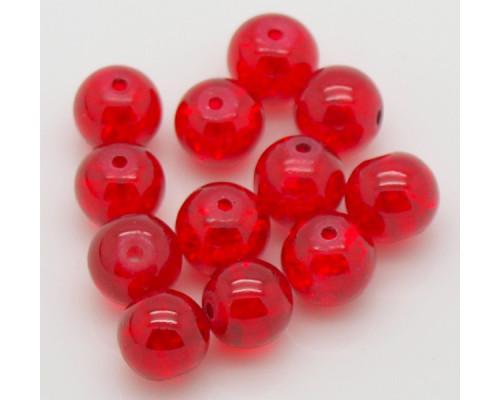 Praskané perly - 8mm, červená, 10ks