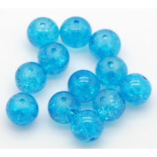 Praskané perly - 8mm, tyrkysově modrá, 10ks