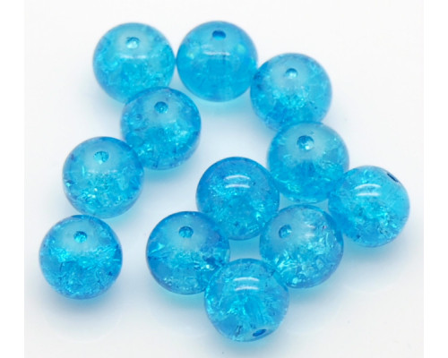 Praskané perly - 8mm, tyrkysově modrá, 10ks