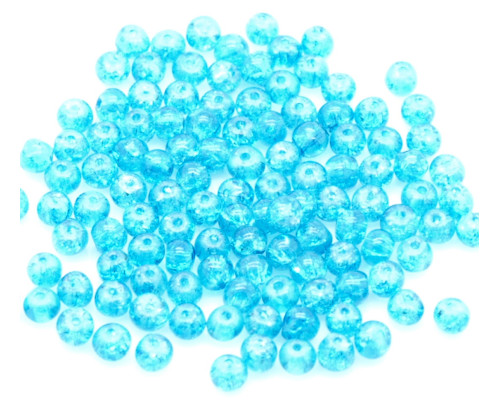 Praskané perly - 4mm, barva tyrkysově modrá, 30ks