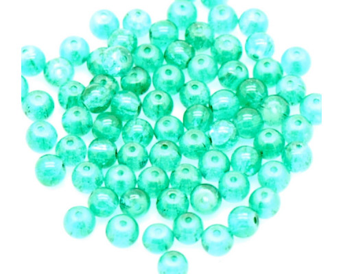Praskané perly - 4mm, barva zelená aquamarine, 30ks
