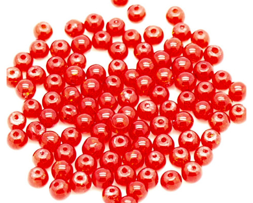 Praskané perly - 4mm, barva červená, 30ks