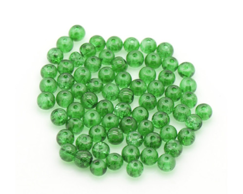 Praskané perly - 4mm, barva zelená tmavá, 30ks