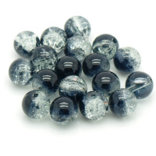 Praskané perly - 10mm, modrá černá/čirá, 10ks