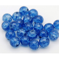 Praskané perly - 10mm, modrá Marine/světle modrá, 10ks