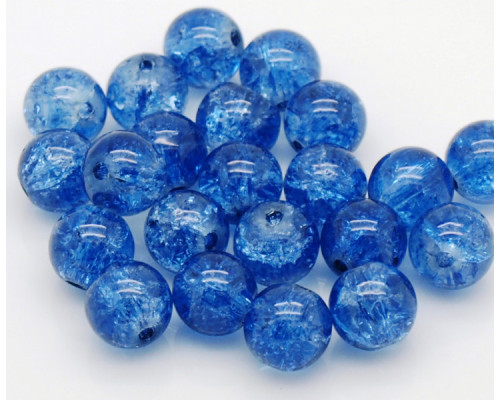 Praskané perly - 10mm, modrá Marine/světle modrá, 10ks