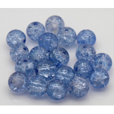 Praskané perly - 10mm, modrá Sky/čirá, 10ks