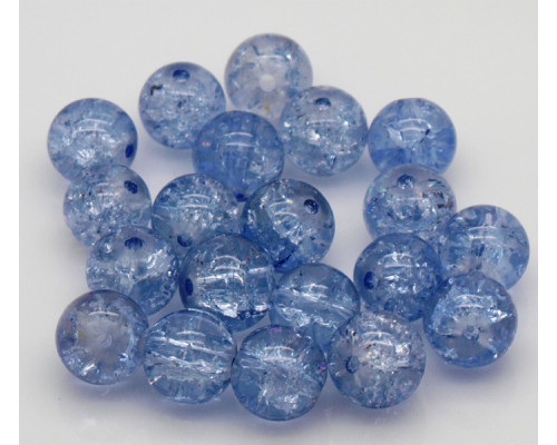 Praskané perly - 10mm, modrá Sky/čirá, 10ks