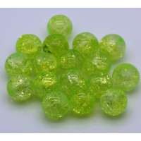 Praskané perly - 10mm, světlá zelenožlutá, 10ks