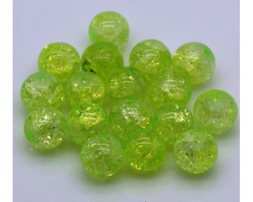 Praskané perly - 10mm, světlá zelenožlutá, 10ks