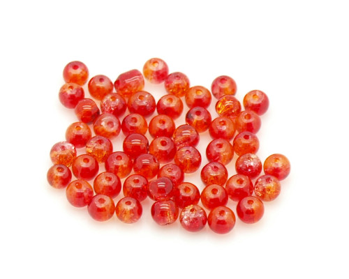 Praskané perly - 4mm, barva oranžovočervená, 30ks