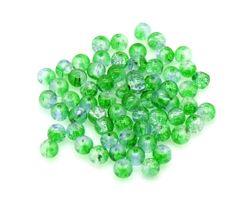 Praskané perly - 4mm, barva zelená - transparent, 30ks