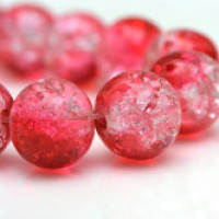 Praskané perly - 4mm, červená/čirá, 30ks