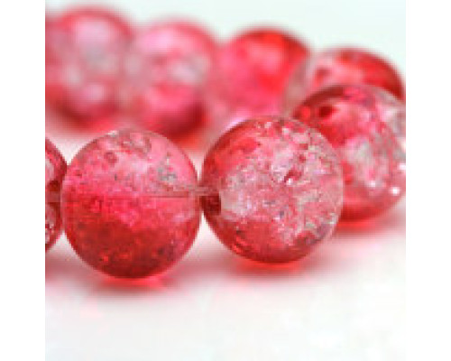 Praskané perly - 4mm, červená/čirá, 30ks