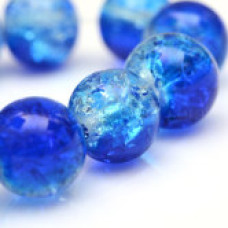 Praskané perly - 4mm, modrá/čirá, 30ks