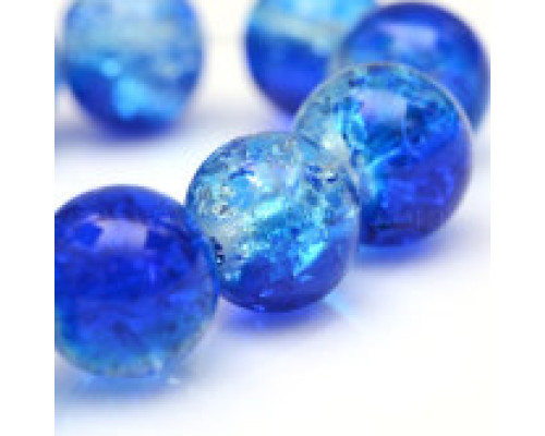 Praskané perly - 4mm, modrá/čirá, 30ks