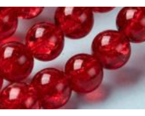 Praskané perly - 10mm, rubínově červená, 10ks