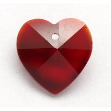 Broušený přívěsek srdce - barva červená 1ks