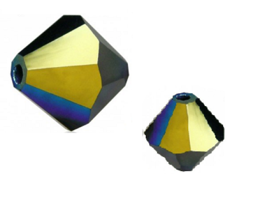 Broušená sluníčka 3mm, 110ks, Saphire/pokov zlatý - Imitace crystallized