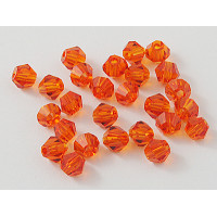 Broušená sluníčka 4mm, 20ks, barva orange red - Imitace crystallized