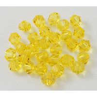 Broušená sluníčka 4mm, 20ks, barva yellow - Imitace crystallized