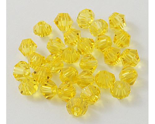 Broušená sluníčka 4mm, 20ks, barva yellow - Imitace crystallized