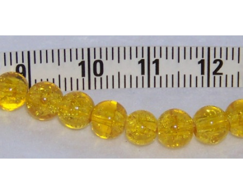 Praskané perly - 6mm, barva žlutá, 10ks