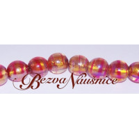 Vinutá perla se stříbrnou fólií 2ks - oranžovočervená - 10mm