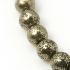 Korálek Pyrit, přírodní, 6mm - barva černozlatá, 2 kusy