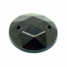 Našívací kámen skleněný, píchaný 15mm - barva černá, české 1kus