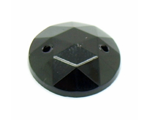 Našívací kámen skleněný, píchaný 15mm - barva černá, české 1kus