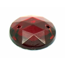 Našívací kámen skleněný, píchaný 15mm - barva Siam rubín, české 1kus