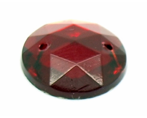 Našívací kámen skleněný, píchaný 15mm - barva Siam rubín, české 1kus