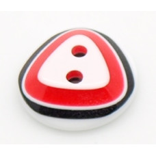 Pryskyřičný knoflík s trojúhelníkem - barva červená/bílá/černá 1 kus