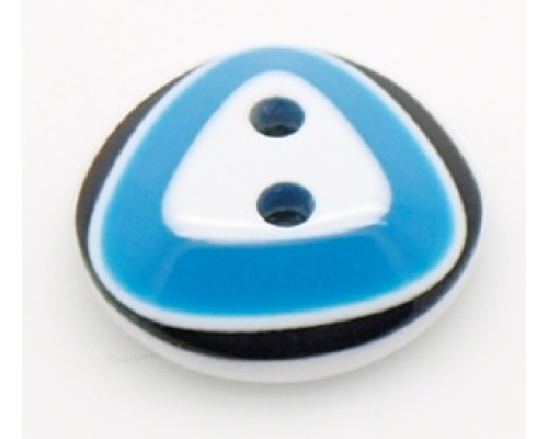 Pryskyřičný knoflík s trojúhelníkem - barva modrá/bílá/černá 1 kus