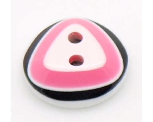 Pryskyřičný knoflík s trojúhelníkem - barva růžová/bílá/černá 1 kus