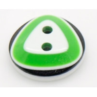 Pryskyřičný knoflík s trojúhelníkem - barva zelená/bílá/černá 1 kus