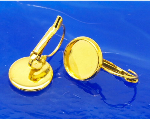 Náušnice s lůžkem 12mm, mosazné - barva zlatá , 1 pár