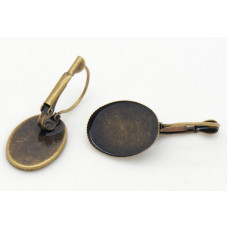 Náušnice s oválným lůžkem 13x18mm, mosazné - barva antik bronz 1pár