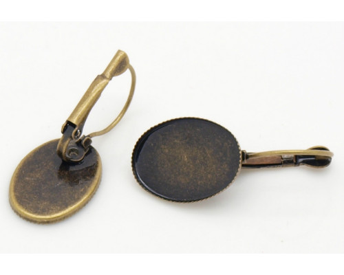 Náušnice s lůžkem oválné 18x13mm, mosazné - barva antik bronz 1pár