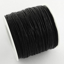 Bavlněné voskované lanko 1mm - černé 2 metry