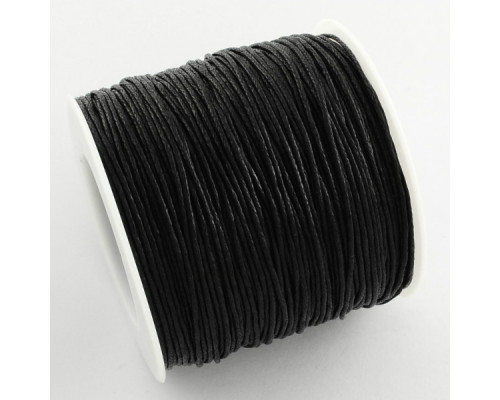 Bavlněné voskované lanko 1mm - černé 2 metry
