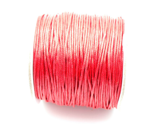 Bavlněné voskované lanko 1mm - červené 2 metry