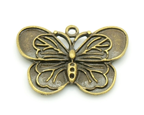 Kovodíl - přívěsek motýl velký - barva antik bronz 1ks