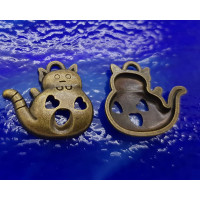 Kovodíl - přívěsek, barva antik bronz 1ks - kočka č.28