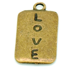 Kovodíl - přívěsek, barva antik bronz 2ks - medailon Love