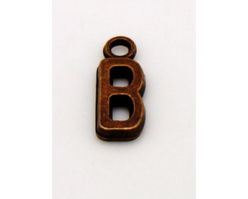 Kovodíl - přívěsek, barva antik bronz 2ks - písmeno B