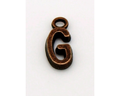 Kovodíl - přívěsek, barva antik bronz 2ks - písmeno G