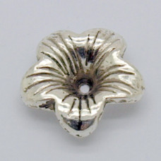 Kaplík květina 17mm - barva stříbrná antik 1ks